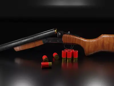 double barrel shotgun Low-poly 3D model buy