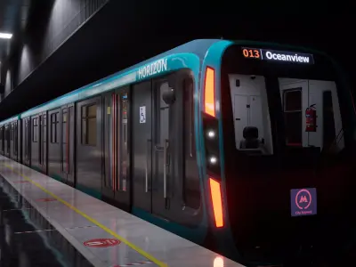 Subway Train Coral Blue UE5 and Blender Low-poly 3D model