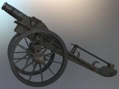 cannon cartoon military rigged model 3D model