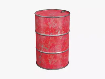 Steel Barrel - Red - Dirty 3D model