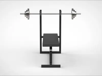 barbell and bench 3D model