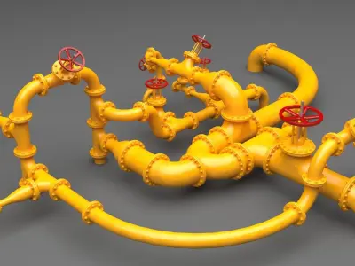 PBR Industrial Pipes Low-poly 3D model
