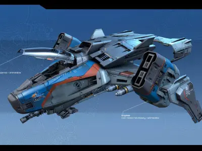 SF Modular Pirate Fighter  Low-poly 3D model