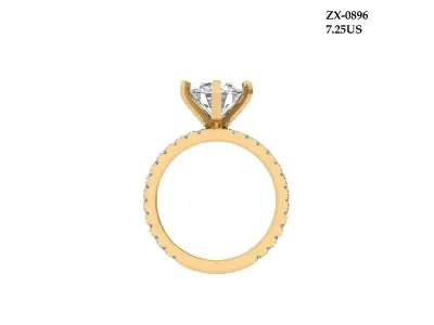 Solitaire Engagement Ring 3D print model 92