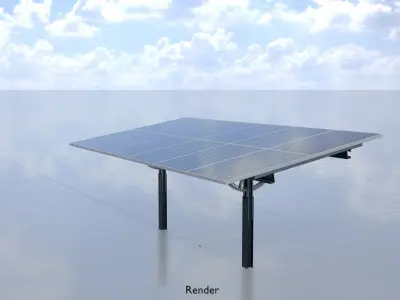 Agricultural photovoltaic with animation 8m Low-poly 3D model