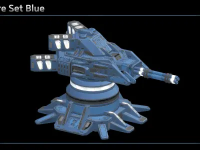 Minigun Turret Low-poly 3D model purchase