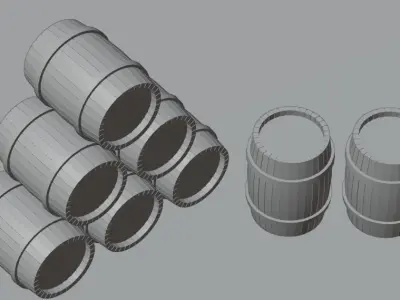 Wooden Barrel  Low-poly 3D model purchase