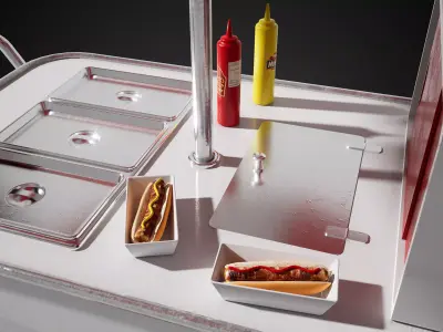  American Hotdog Cart Prop Low-poly 3D model