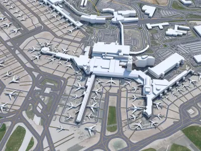 Manchester Airport UK 10km Low-poly 3D model