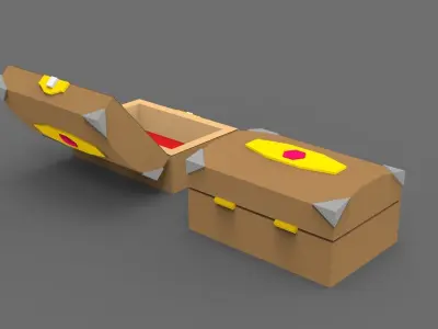 Low Poly Stylized Casket Lowpoly 3D model Low-poly 3D model