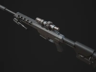 Tac 21 Sniper rifle Game ready  Low-poly 3D model