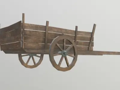 medieval cart with pbr textures Low-poly 3D model