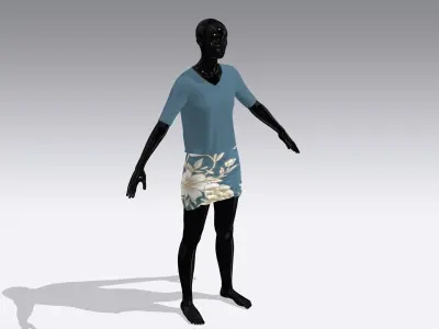 Woman Cloth Dress Low-poly 3D model