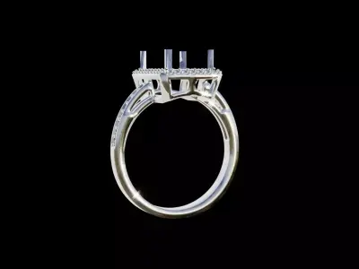 Ring 2 Print Model diamond engagement gold 3D print model