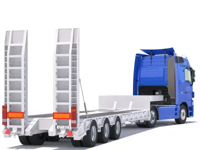 Mercedes Actros Truck With Flatbed Semitruck 3D model