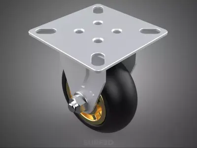HEAVY DUTY BRACKET FIXED RIGID CASTER CASTOR ROLLER WHEEL TIRE 3D model
