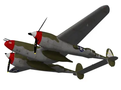 Lockheed P-38J Lightning 3D model purchase