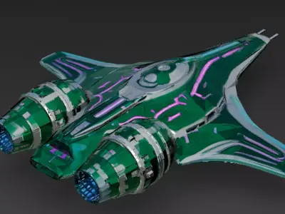 Futuristic Green Sci Fi Fighter Jet 3D Model PBR Low-poly 3D model