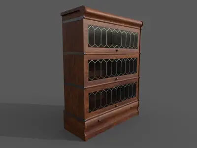 Wood Barrister Bookcase Shelf Low-poly 3D model