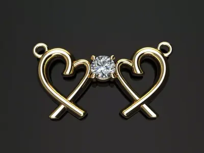 Dainty Double Heart Diamond Pendant 3D print model