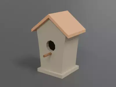 Low Poly Cartoon Bird House Low-poly 3D model