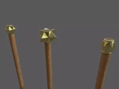 Realistic medieval brass maces 11 to 14th century Low-poly 3D model