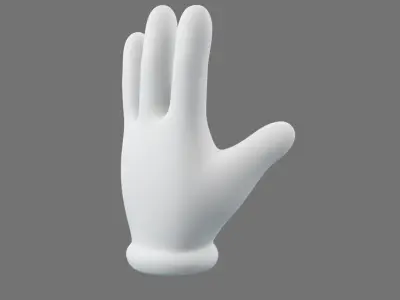 Cartoon Glove Hands Low Poly 4 fingers 3D model