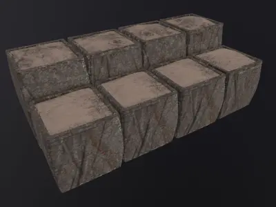 Military Hesco Barriers 3D Model Low-poly 3D model