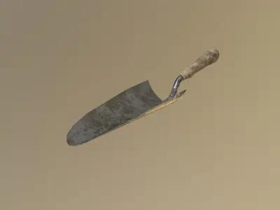 Low Poly Trowel Dirty Tool Low-poly 3D model