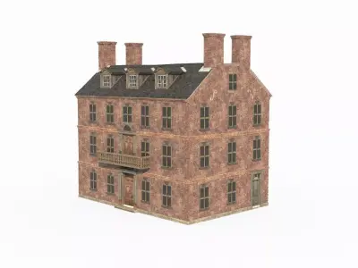 18th century architecture urban buildings shops 3D model