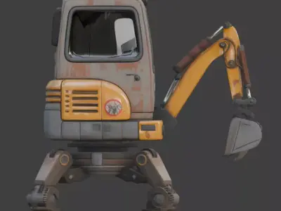 Stylized Chibi Sci-Fi Excavator Walker Scout Low-poly 3D model