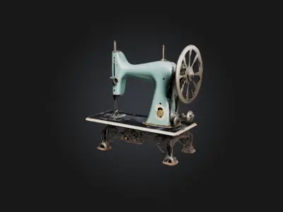 Old Sewing Machine Model Low-poly 3D model