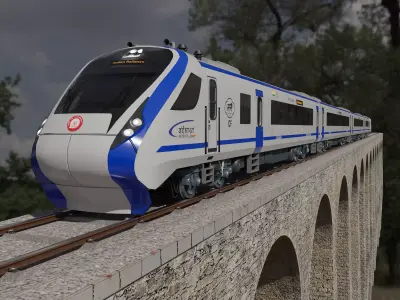 Vande Bharat Train Express Low-poly 3D model