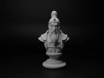 Mongol Shaman Warrior Bust Chess 3D print model shop