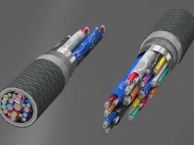 USB Type C Cable Cross Section Model 3D model