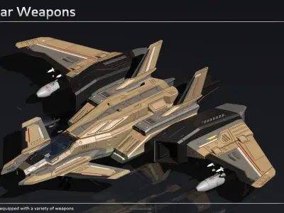 Scifi Fighter UTG556 Low-poly 3D model