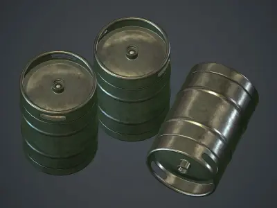 Stainless Steel Beer Keg PBR Game Ready Low-poly 3D model