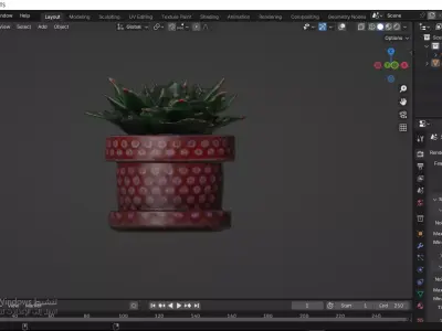 Cactus plant pot Low-poly 3D model