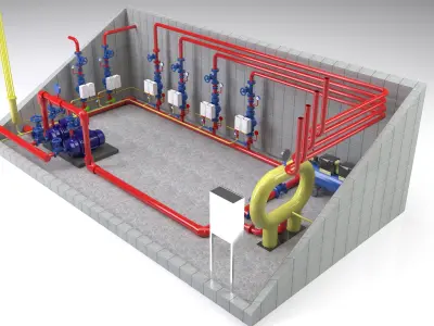 Fire-fighting pumping station 3D model