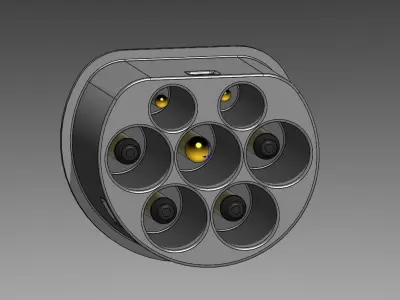 Type 2 Mennekes plug up to 480V 3 phase 63A or 1 phase 70A  3D print model