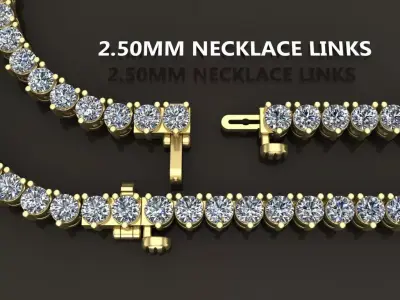 3-PRONG TENNIS DIAMOND NECKLACE LINK 2MM50 3D print model