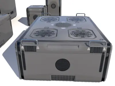 Sci Fi grey cargo crates Low-poly 3D model