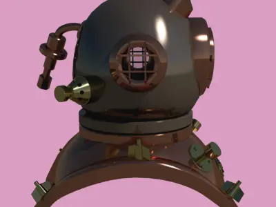 Chinese diving helmet Low-poly 3D model