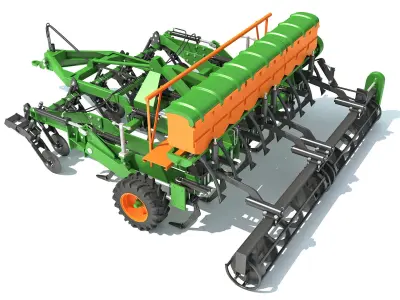 Seed Drill Disc Harrow 3D model