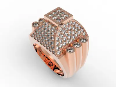 Antique Vintage Style Art Deco Diamond Ring 3D print model