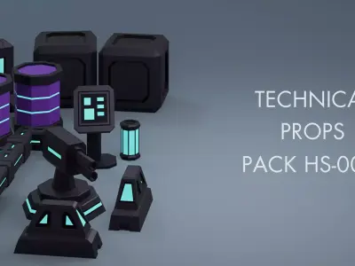Low Poly Sci-Fi Special Edition Bundle HS - 48 Assets Low-poly 3D model