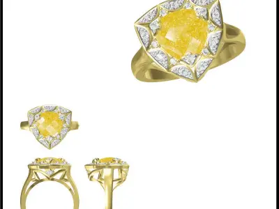 JCD Format Antique color stone rings 3d jewelry files for sale 3D print model