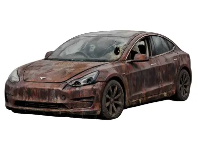 Abandoned Electric car Low-poly 3D model