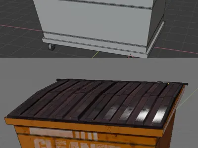 Dumpster orange trash can Low-poly 3D model