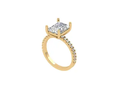 Radiant Solitaire Ring 3D print model 6